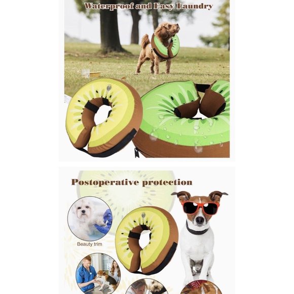 Inflatable Dog Cone Alternative After Surgery Inflatable Waterproof Kiwi Collar - Picture 3 of 10